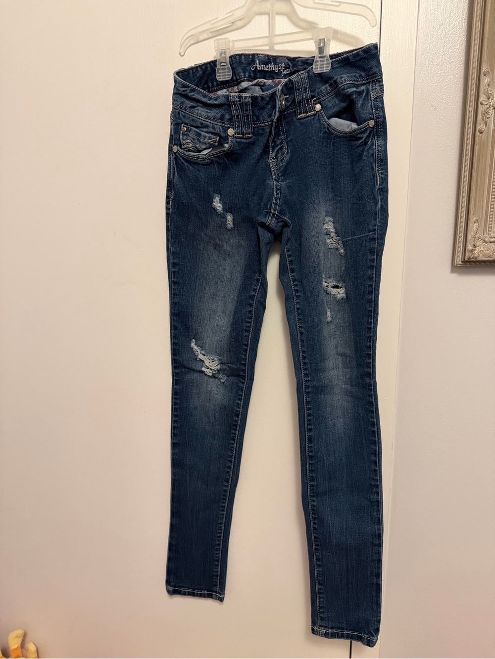 Amethyst Jeans Women's Ripped Indigo Skinny Jeans